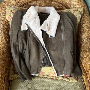 Olive Blazer with faux fur lining